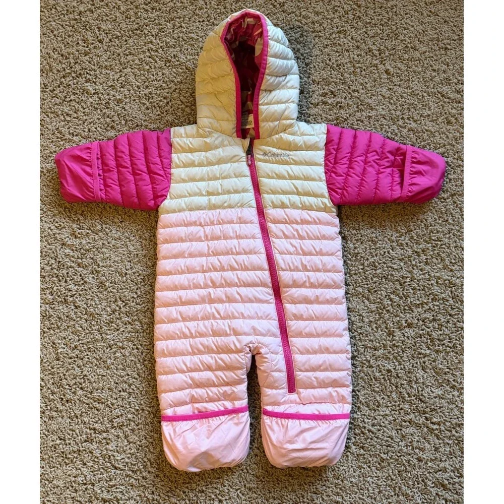 Columbia Infant Powder Lite II Reversible Bunting Snowsuit Girl's 6-12 Mo Pink